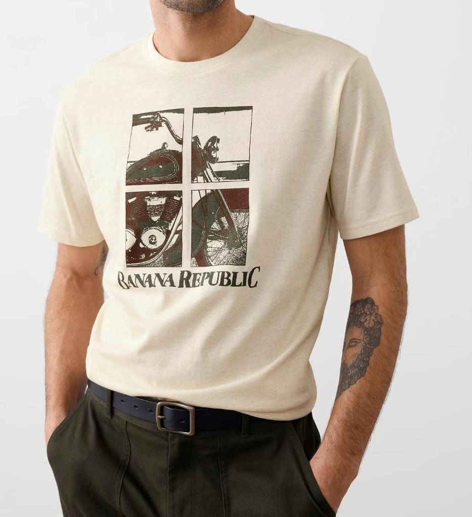 BANANA REPUBLIC Men MOTORCYCLE LOGO Graphic Tee PREMIUM WASH T-Shirt Size XL *1C gallery
