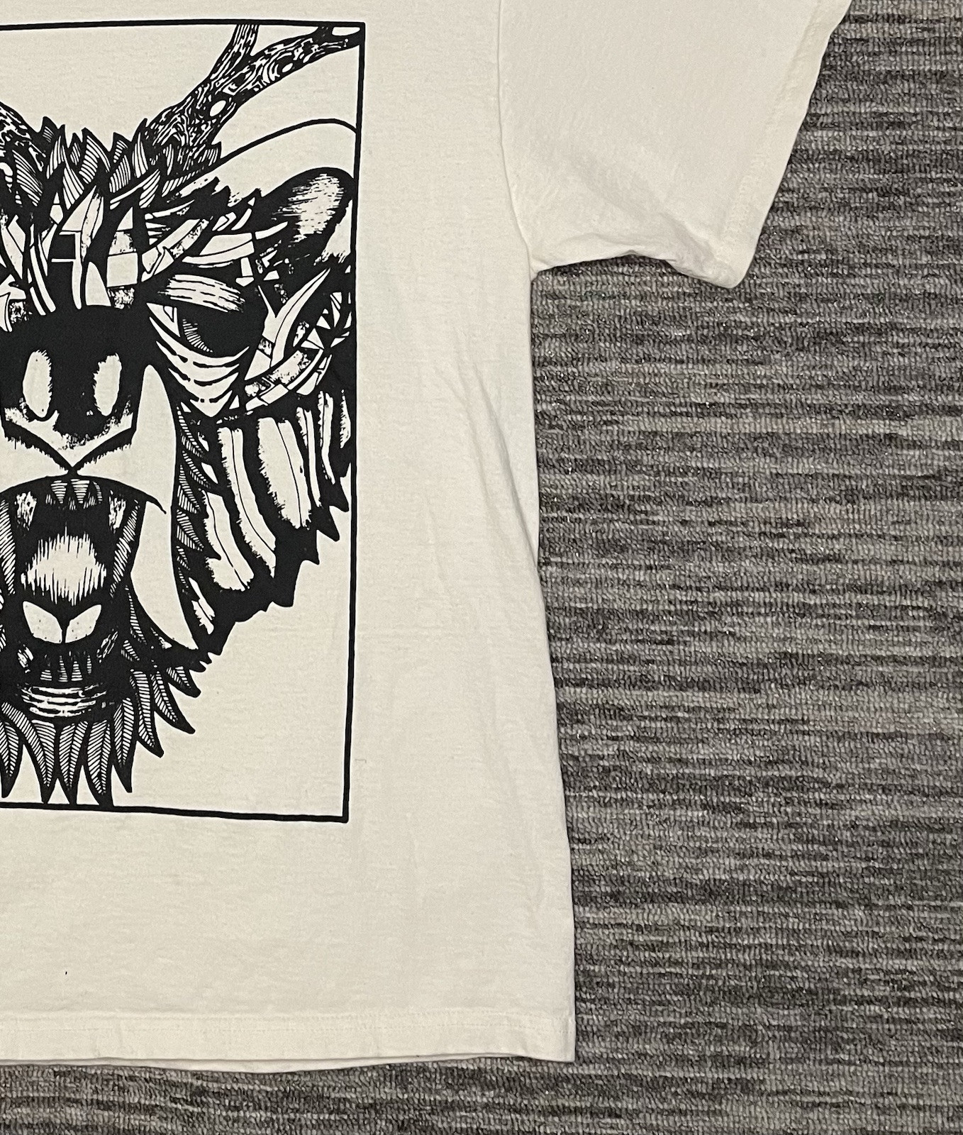 Vintage Bear With Antlers Geometric Style Shirt Size L Cream Color gallery