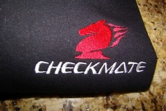 Checkmate Knight Boat Logo Black w/Red + White Size Large T-Shirt Embroidered