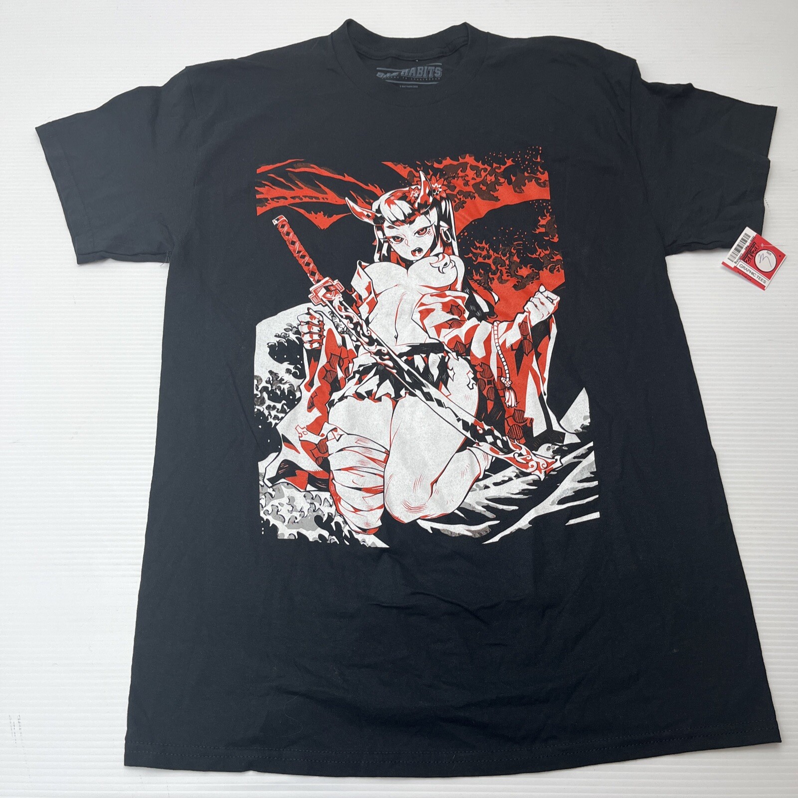 Bad Habits Graphic T-shirt Men's Size Medium Black Crewneck Anime Girl S/S New gallery