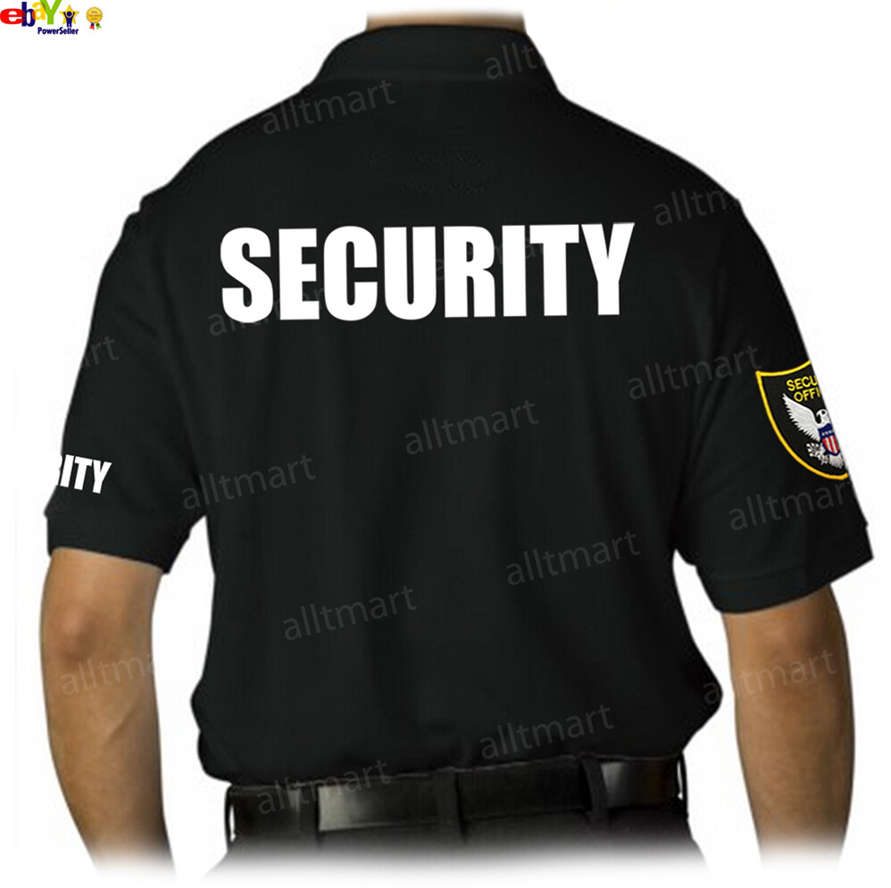 MEN'S PRINTED SECURITY POLO T-SHIRT UNIFORM EMBROIDERY BADGE POLICE STAFF PARTY gallery