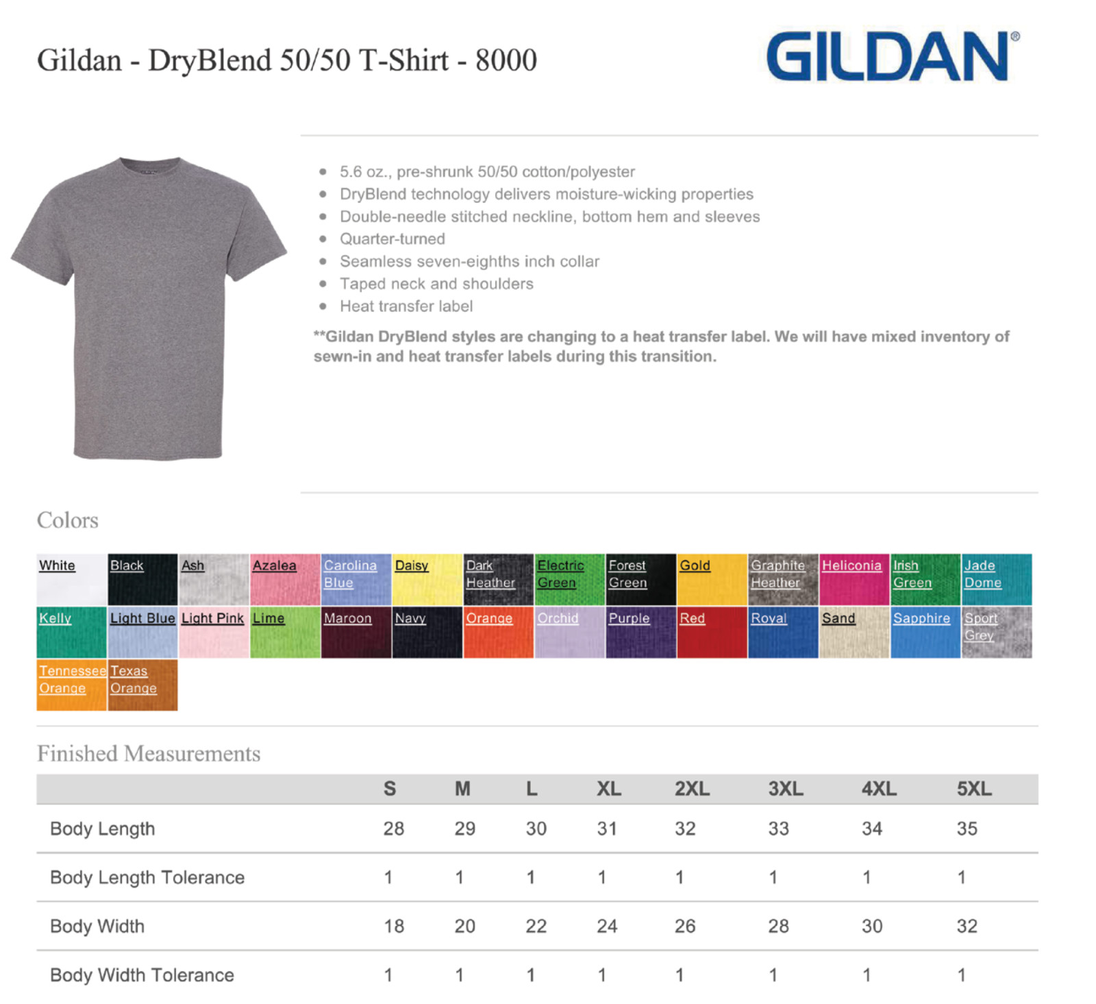 INVENTORY REDUCTION! GILDAN DRYBLEND T-SHIRT - DAISY - SIZES S-5X - NEW BLANK gallery