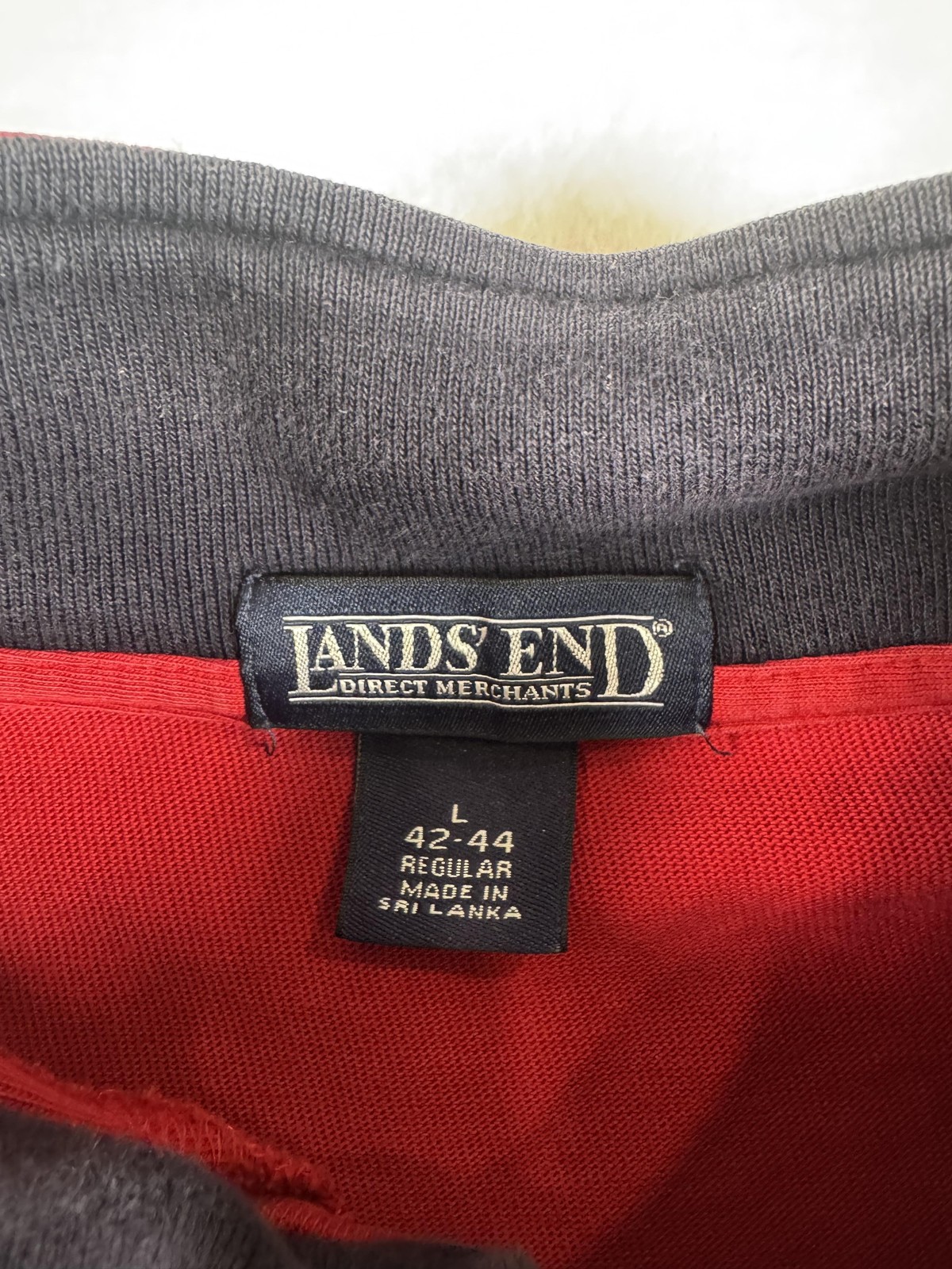 Lands' End Shirt Mens Large Red Long Sleeve Mock Neck 1/2 Zip Casual Top gallery
