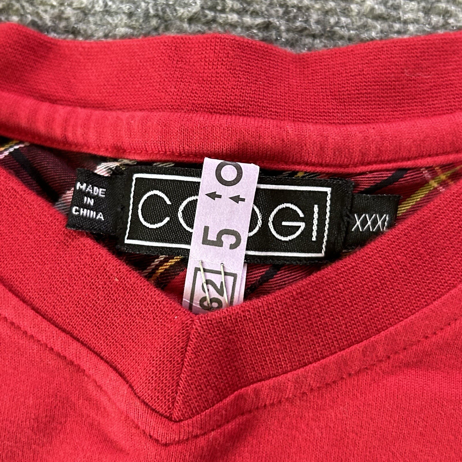 Coogi Shirt Men XXXL Red Plaid Patch Embroidered Vintage Y2K T-shirt Baggy 90’s gallery