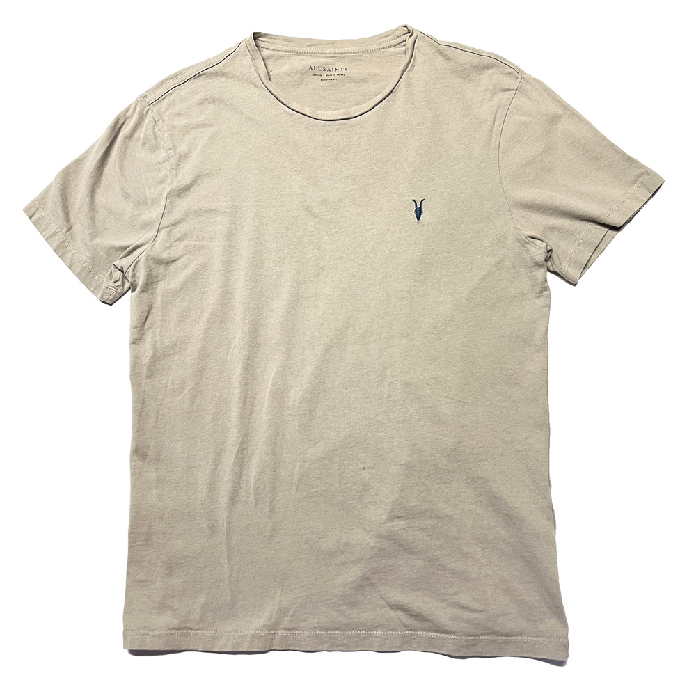 AllSaints Brace SS Crew Men’s Regular Fit Logo Embroidered Tee Medium HOLES