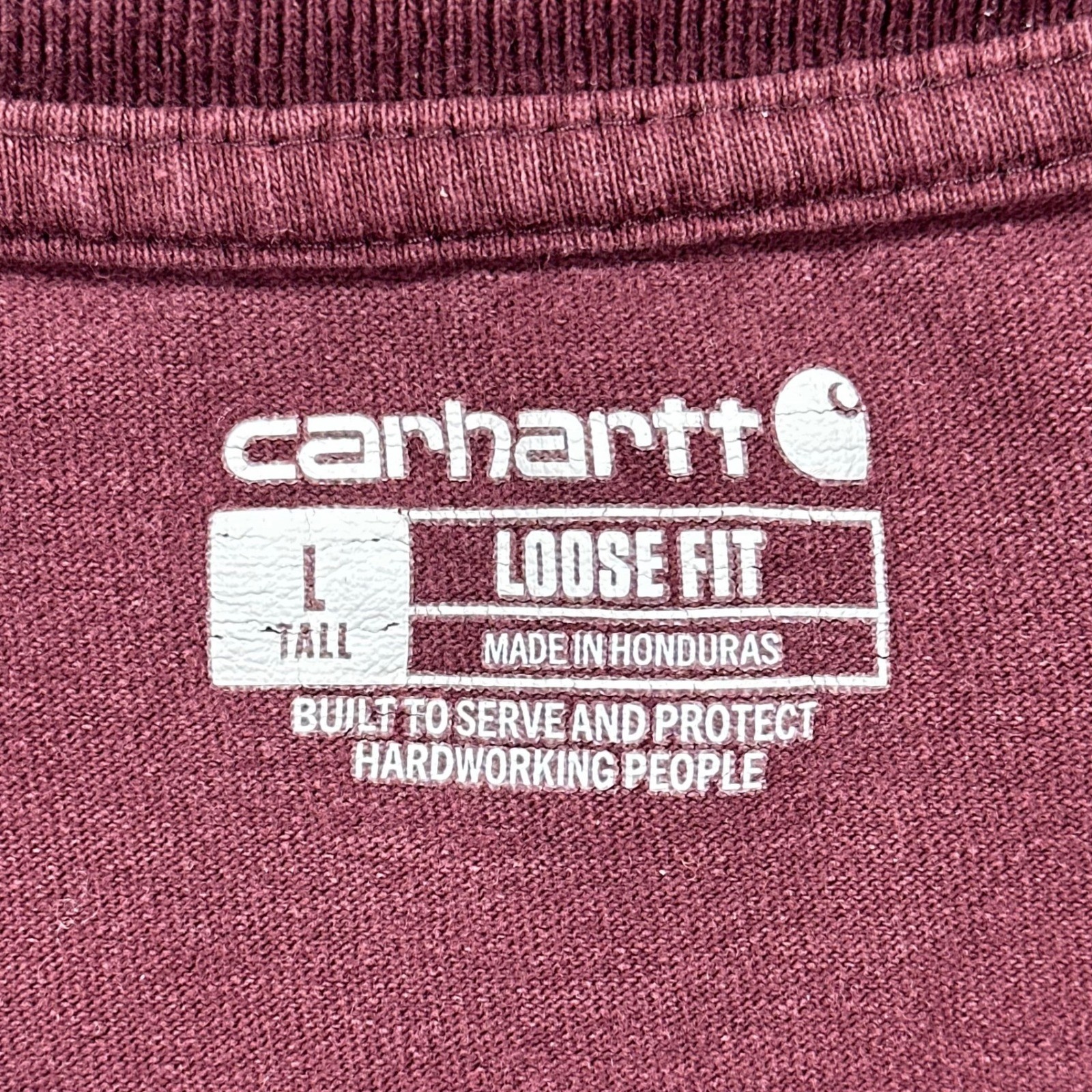 Carhartt Henley Shirt Mens Large Tall Maroon Loose Fit Short Sleeve Workwear gallery