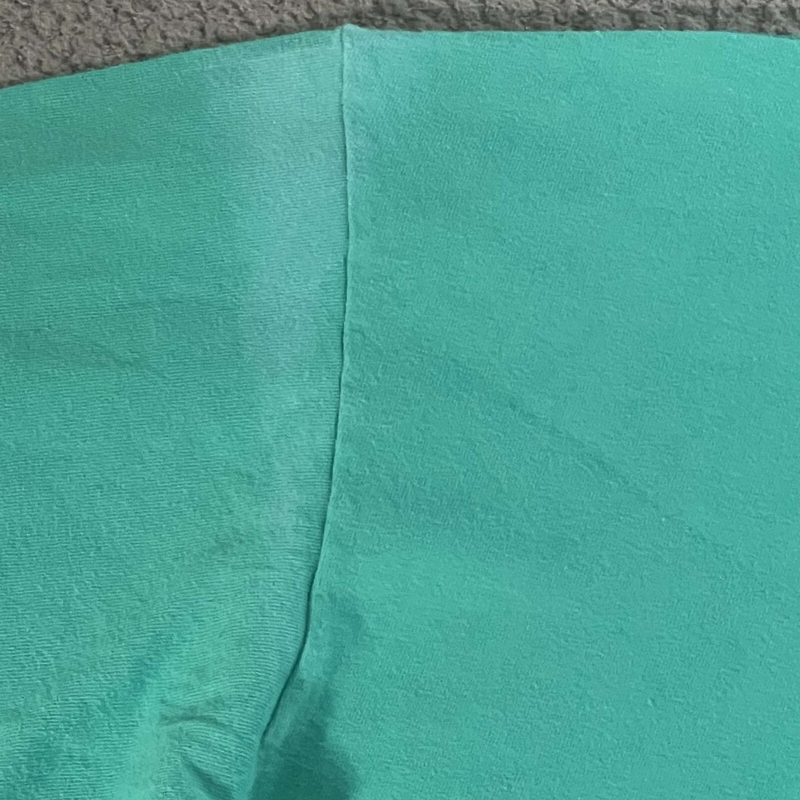 VINTAGE Cal Cru Mens Large Teal Short Sleeve Basic T-Shirt Single Stitch Blank gallery