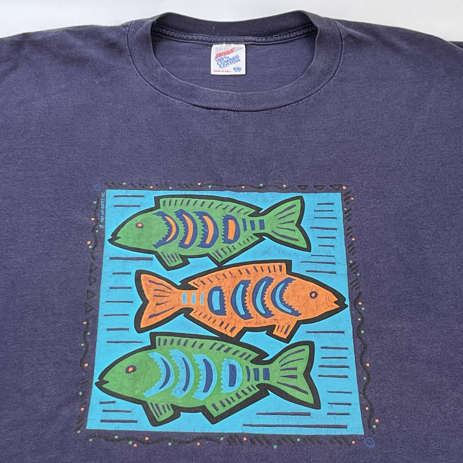 Jerzees T-Shirt Size XXL 48-50 Large Fish Art Made in USA 100% Combed Cotton gallery
