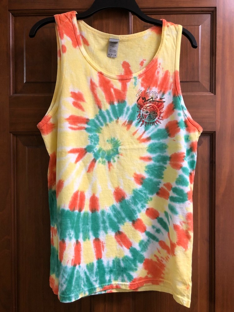 Sublime Sun Logo Band Bright Yellow Orange Tie Dye Tank Top Mens Size Medium NWT