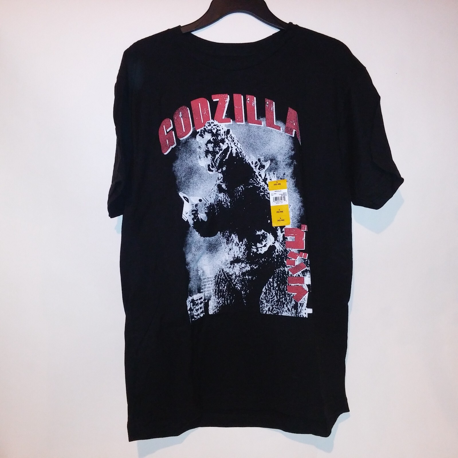 Godzilla T Shirt Mens Graphic Tee Large Black Red Short Sleeve Crew Neck New