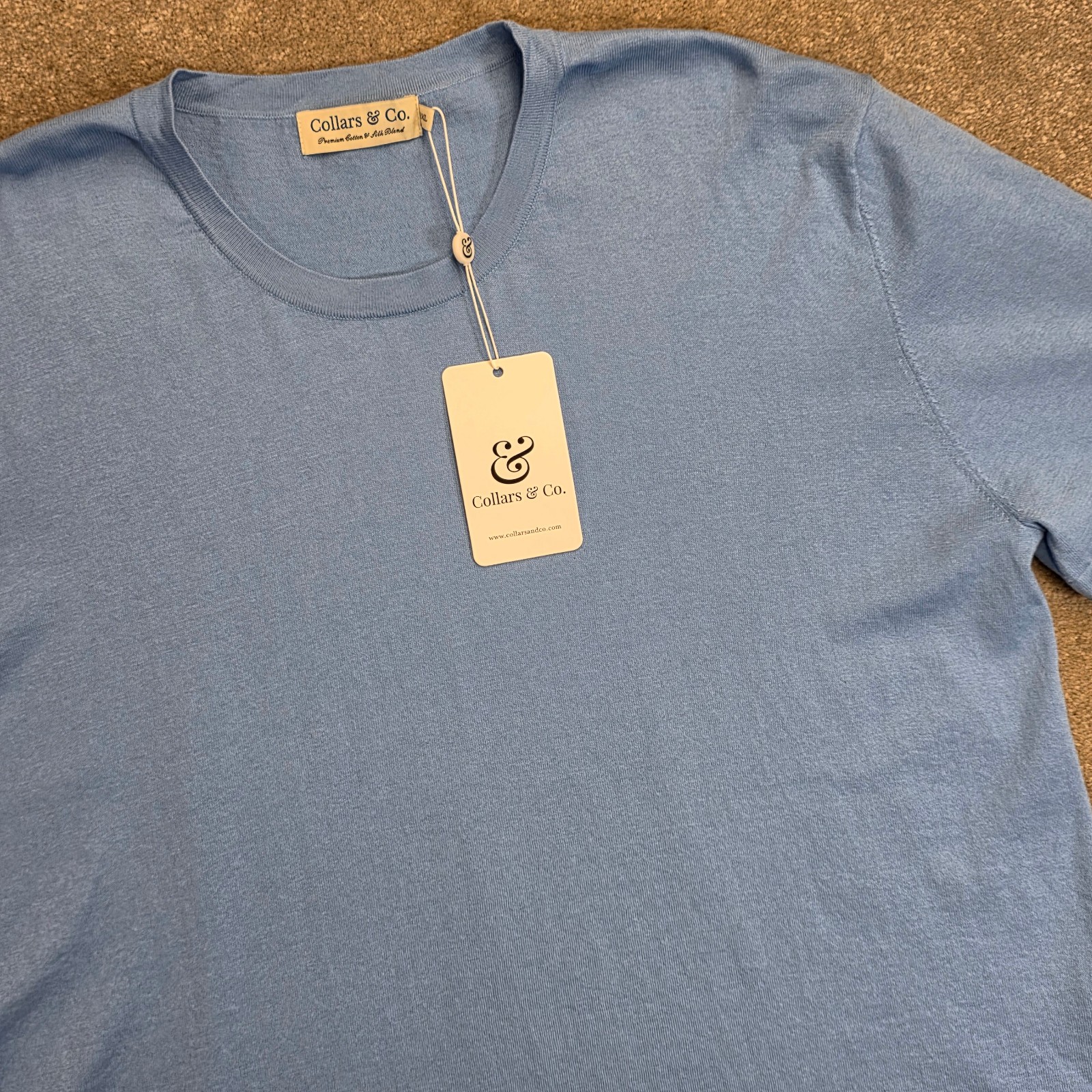 Collars and Co Men's Lucca Luxury Touch Soft Cotton Silk T-Shirt Size 2XL Blue gallery
