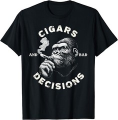 2025/Funny Fun Monkey Cigars And Bad Decisions Gift Unisex T-Shirt