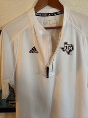 Adidas mens size M white semi sheer pullover Texas A&M short sleeve casual wear