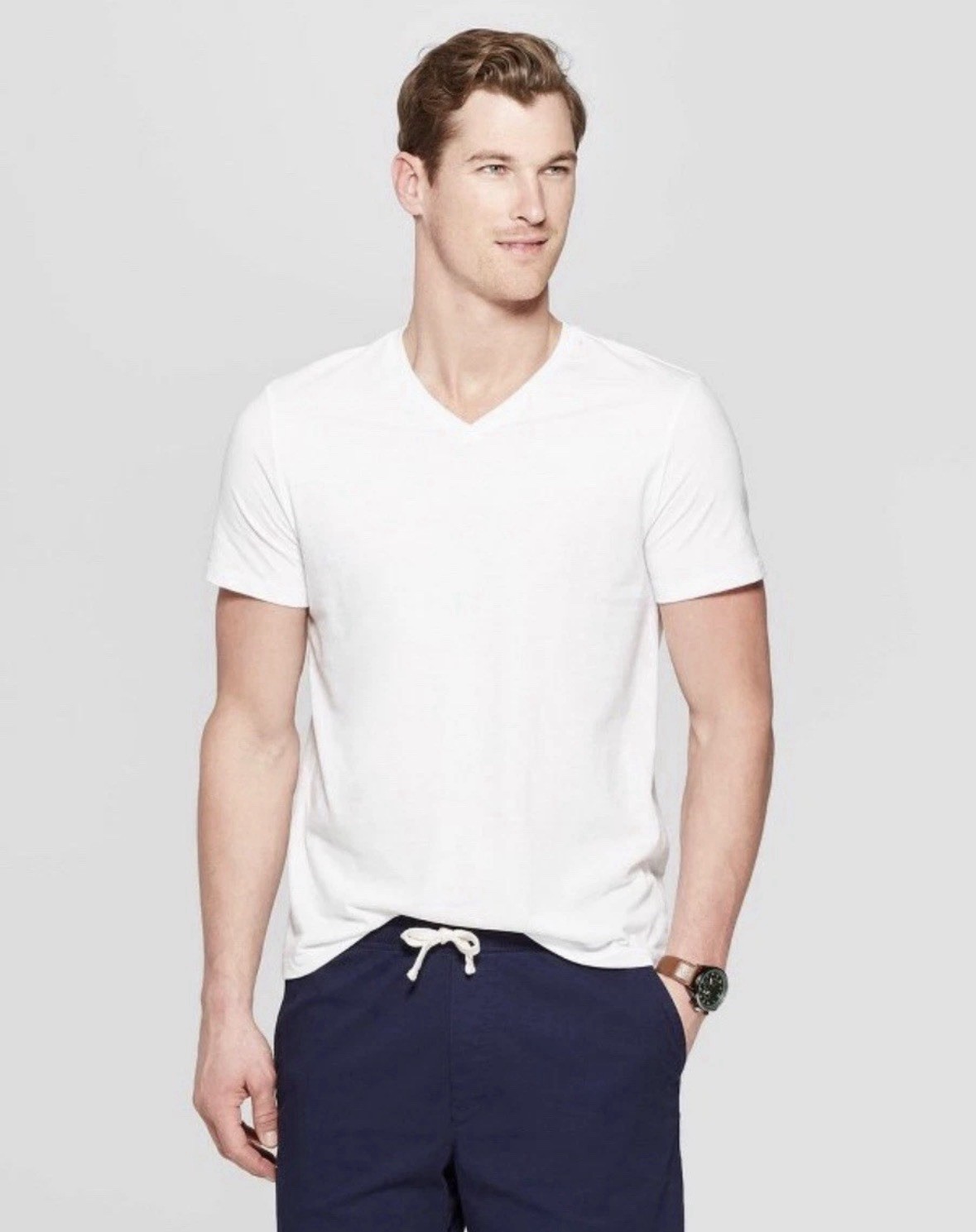 Goodfellow & Co. T-Shirt NEW Target Mens White V-Neck Shirt Cotton Blend XXL 2XL gallery