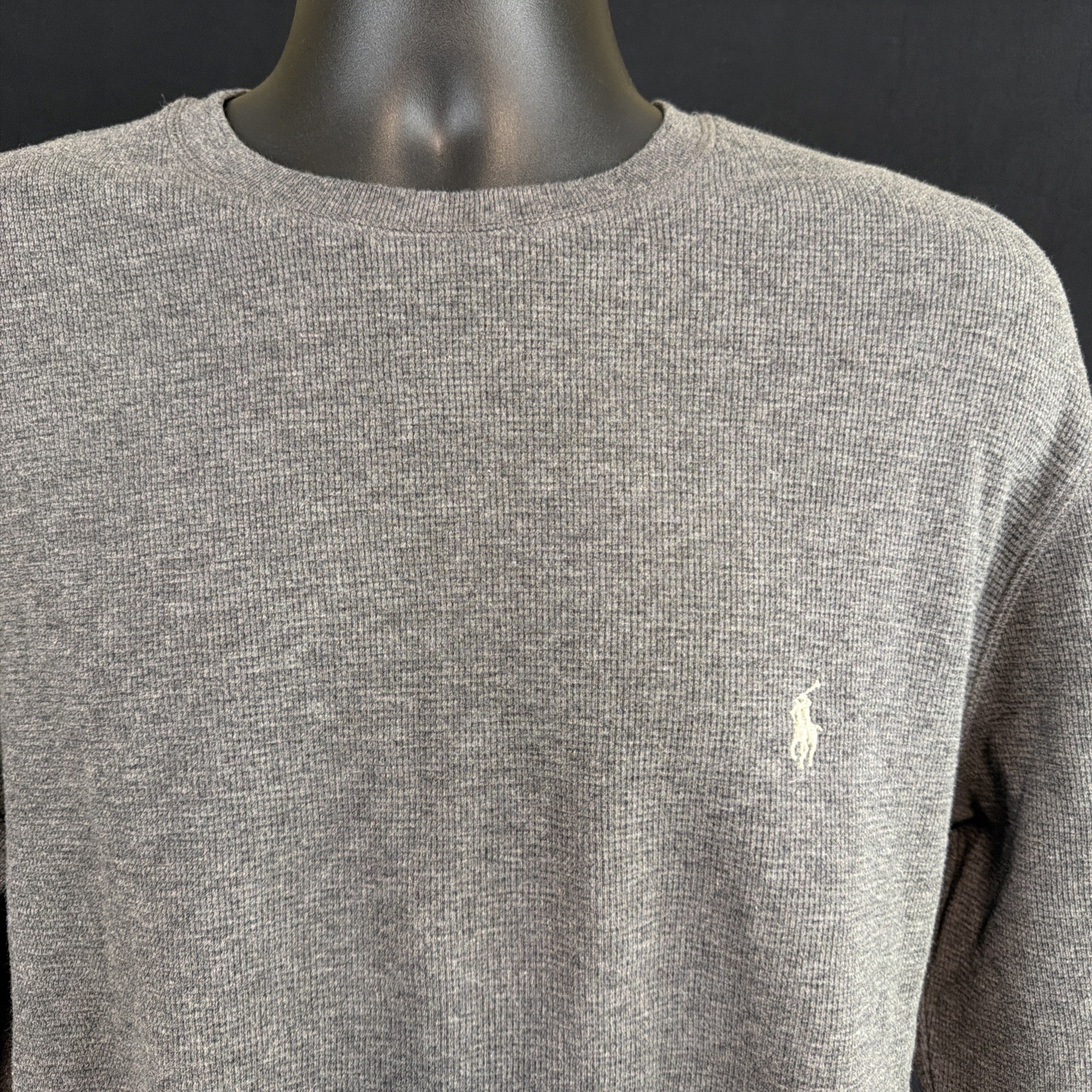 Polo Ralph Lauren Sleepwear Men Shirt L Thermal Waffle-Knit Long Sleeve Gray NWT