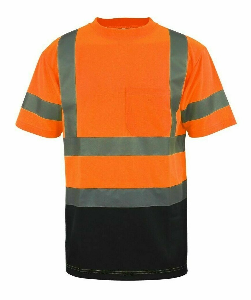 Hi Vis ANSI Class 3 Reflective Safe Orange Short Sleeve T-shirt Black Mesh Front gallery