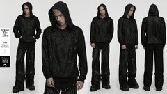 Punk Rave Men Black Gothic Punk Harajuku Decadent Loose Hoodie Casual Slim Tops