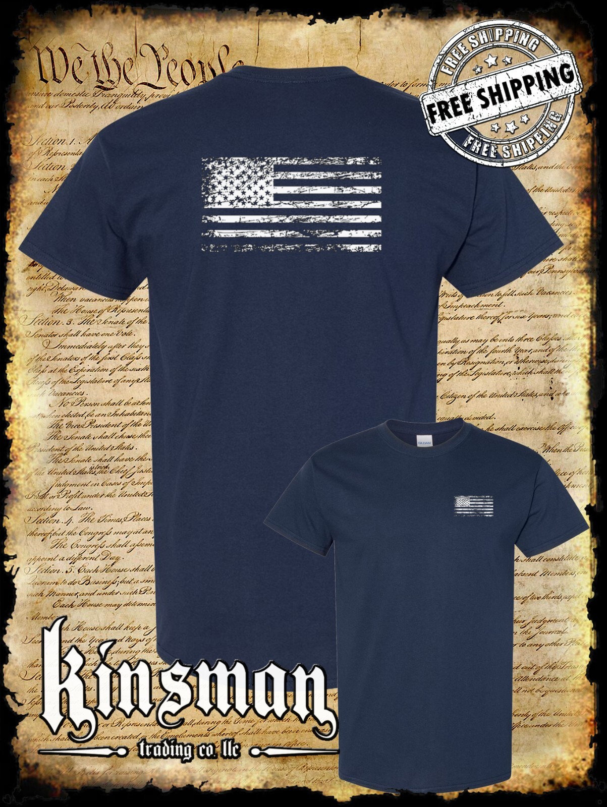 United States Flag Distressed Logo 2-Sided T-Shirt USA gallery