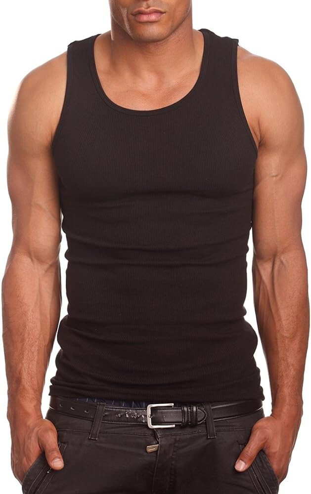 Hangout Mens A-Shirts Black Grey White Undershirt Breathable 12 Pack Size L gallery