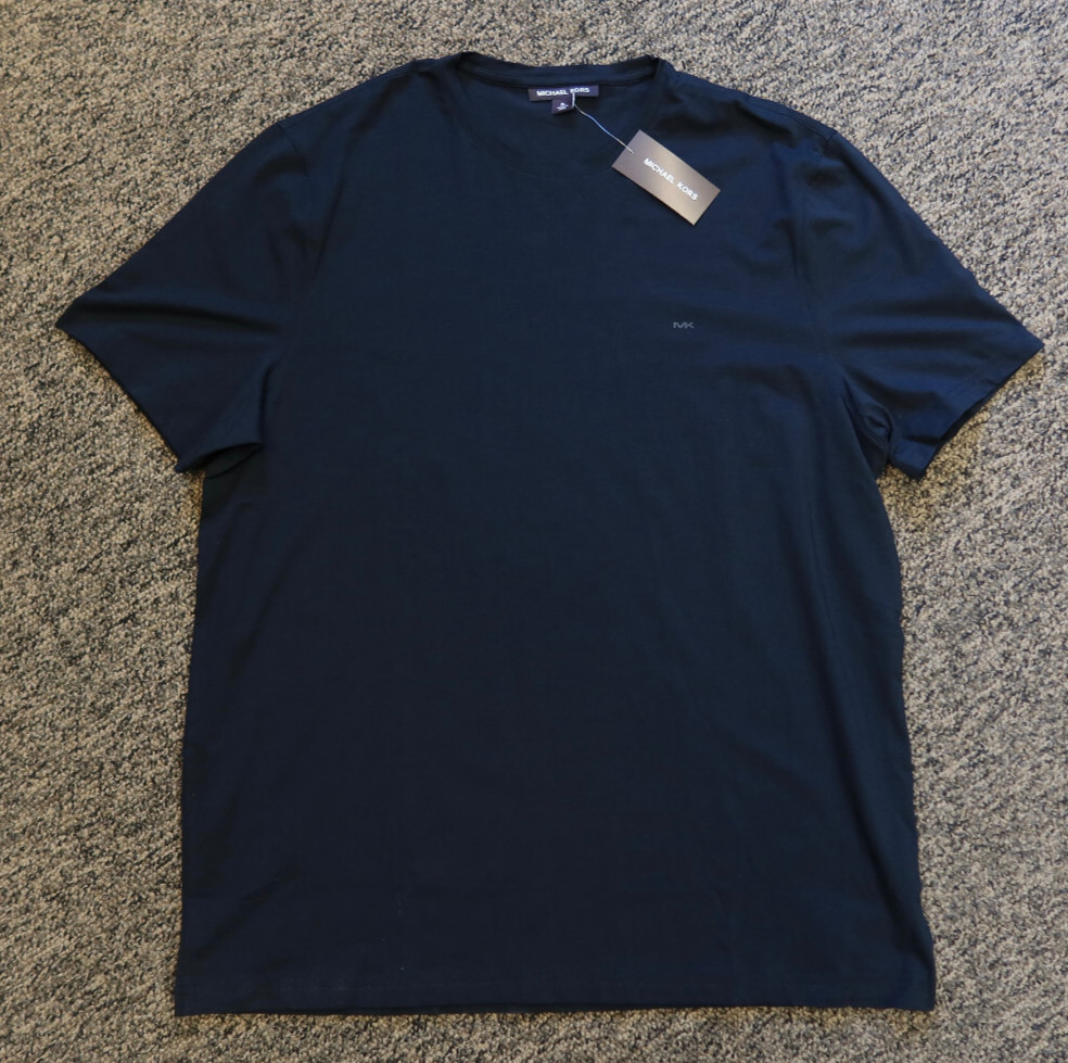 $69 New Michael Kors Men's Cotton Blend Crew Neck Tee T-Shirt - Size XL - Black gallery