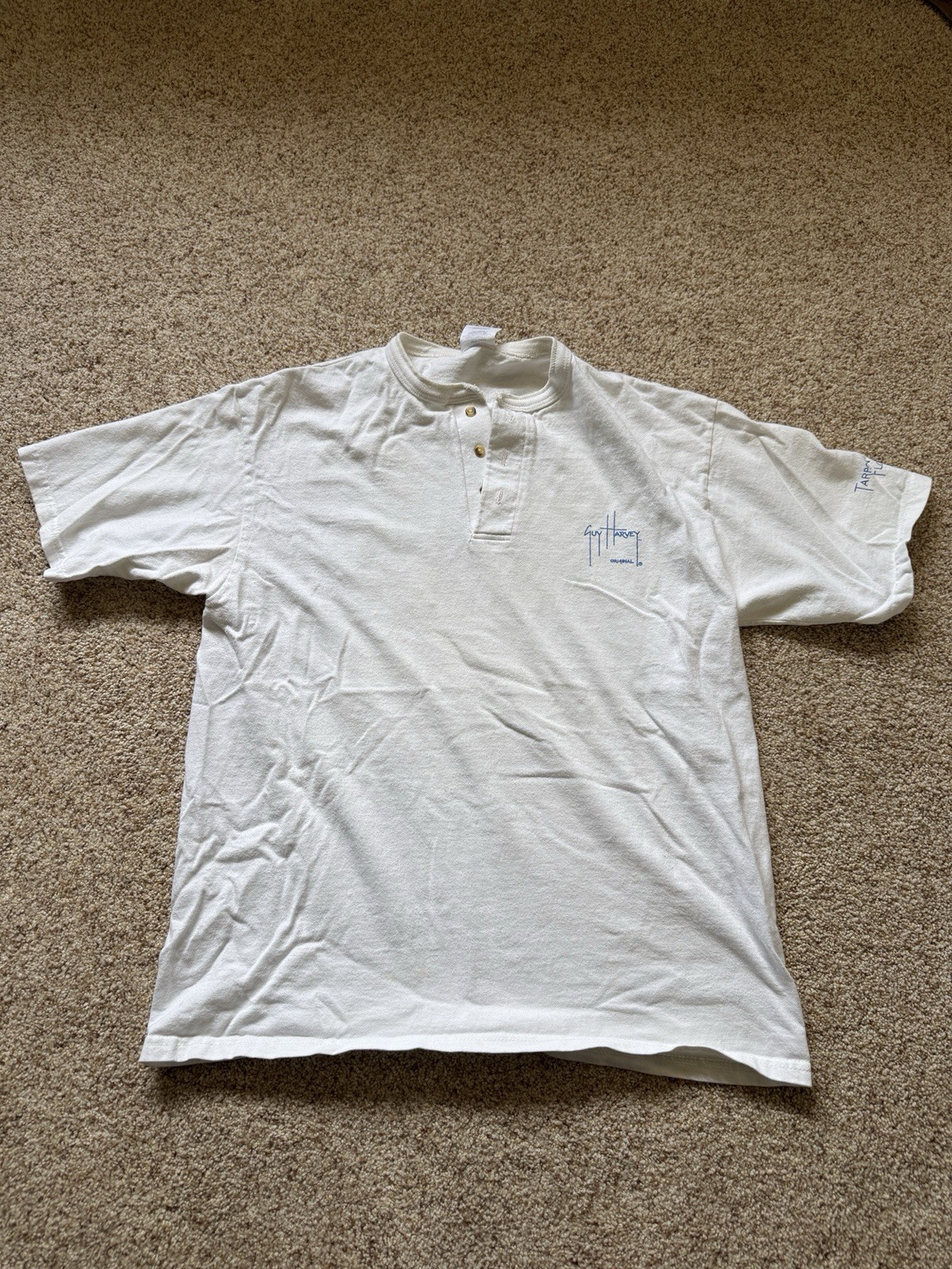 Vintage Guy Harvey Fish Fishing White Graphic Henley T-Shirt Large Nature ￼ gallery