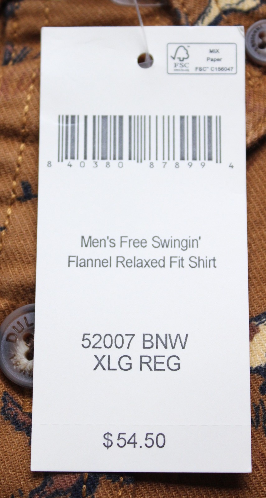 Duluth Trading Co Men's Free Swingin' Flannel Shirt DH3 Bourbon Brown XL NWT gallery