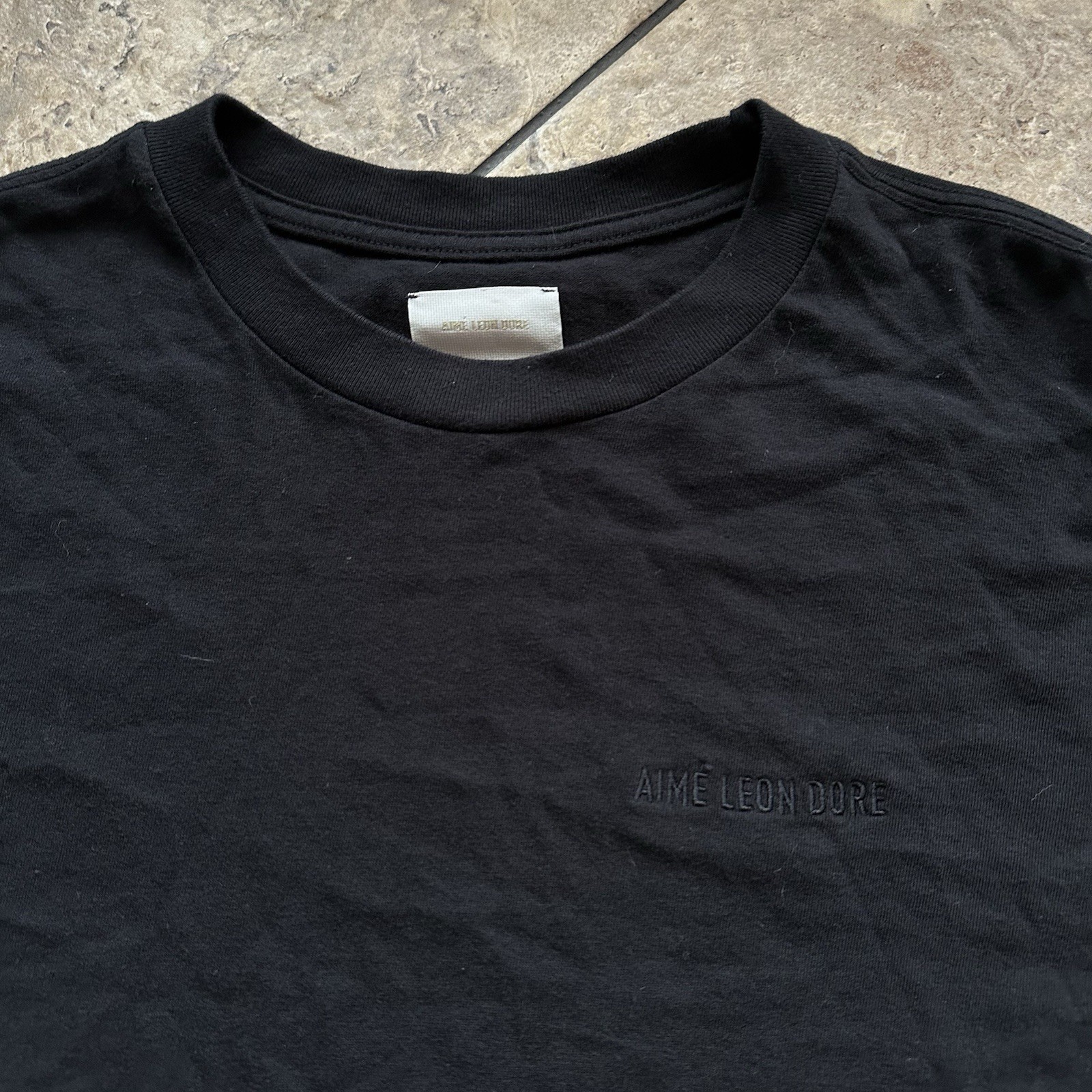 Aime Leon Dore Shirt Large Mens Black Crewneck Script Embroidered Tonal gallery