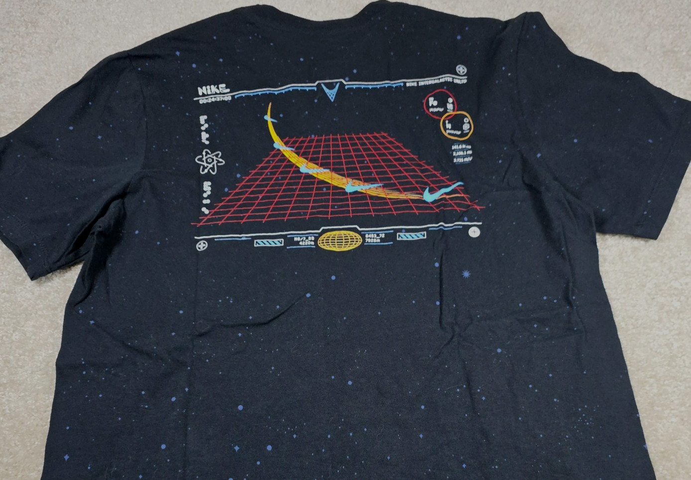 The Nike T-Shirt Mens Size M Space Grid Atom Design Dark Navy Blue Graphic Print