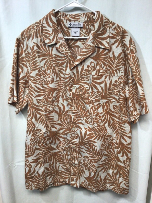 Columbia Island Style Floral XL Short Sleeve Buyton Down Activewear Shirt B5