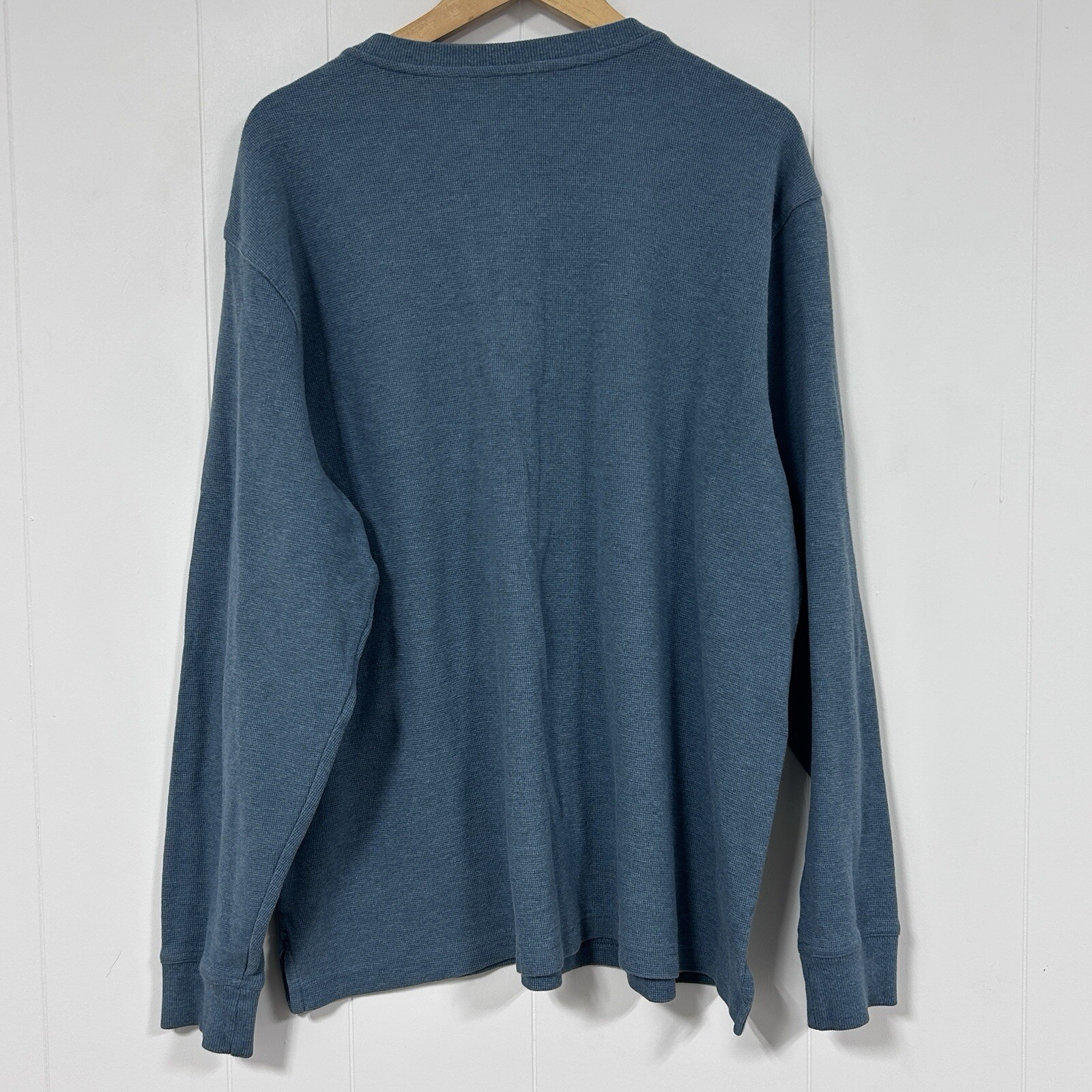 L.L.Bean Traditional Fit Ribbed Henley Mens XL Long Sleeve Blue gallery