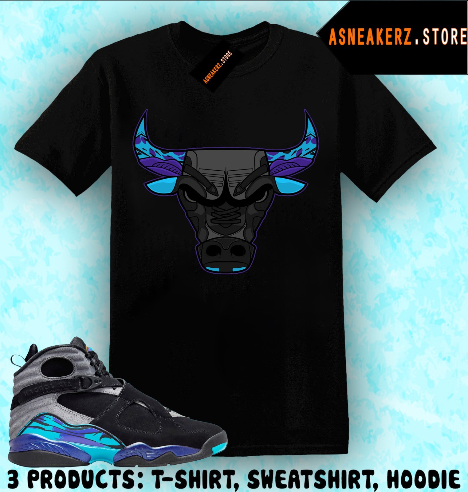 Tee Shirt Matching AJ 8 Aqua 2025 To Match Sneaker Sneakerhead Bulls 23 T-Shirt gallery