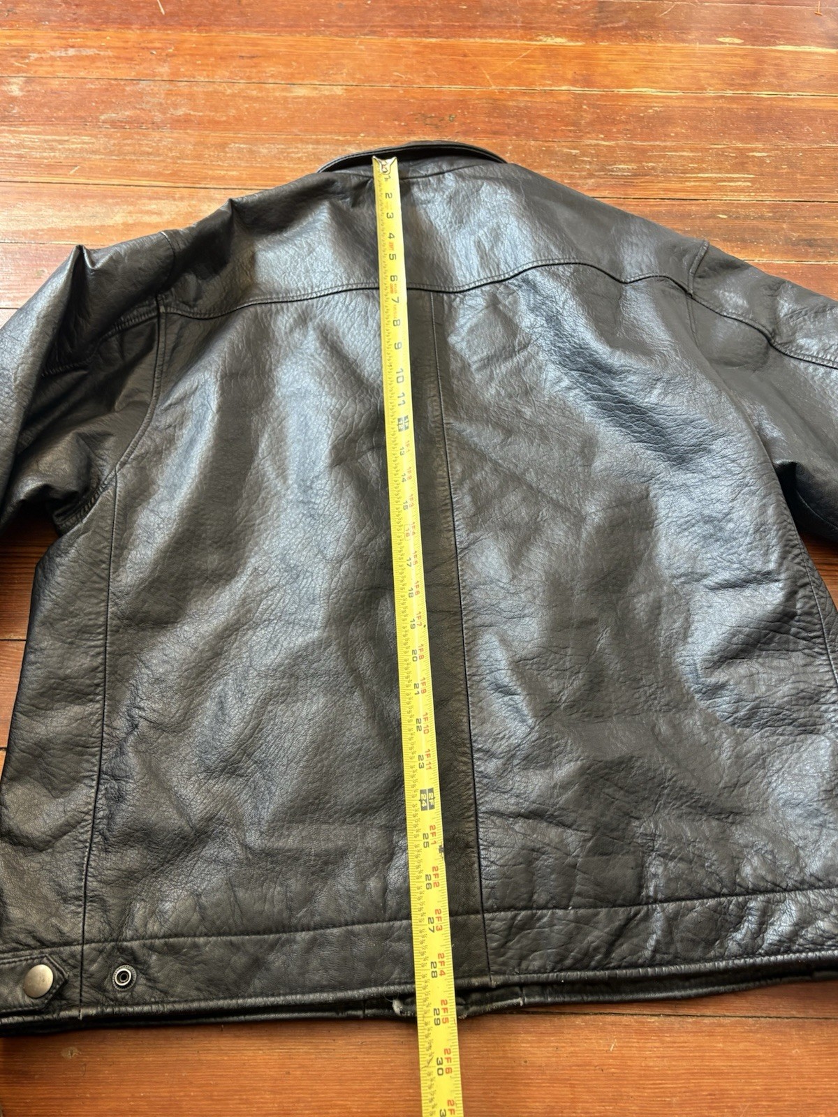 Vintage 80s Leather Jacket Mens Black Genuine Size XL YBS Zipper Rare gallery