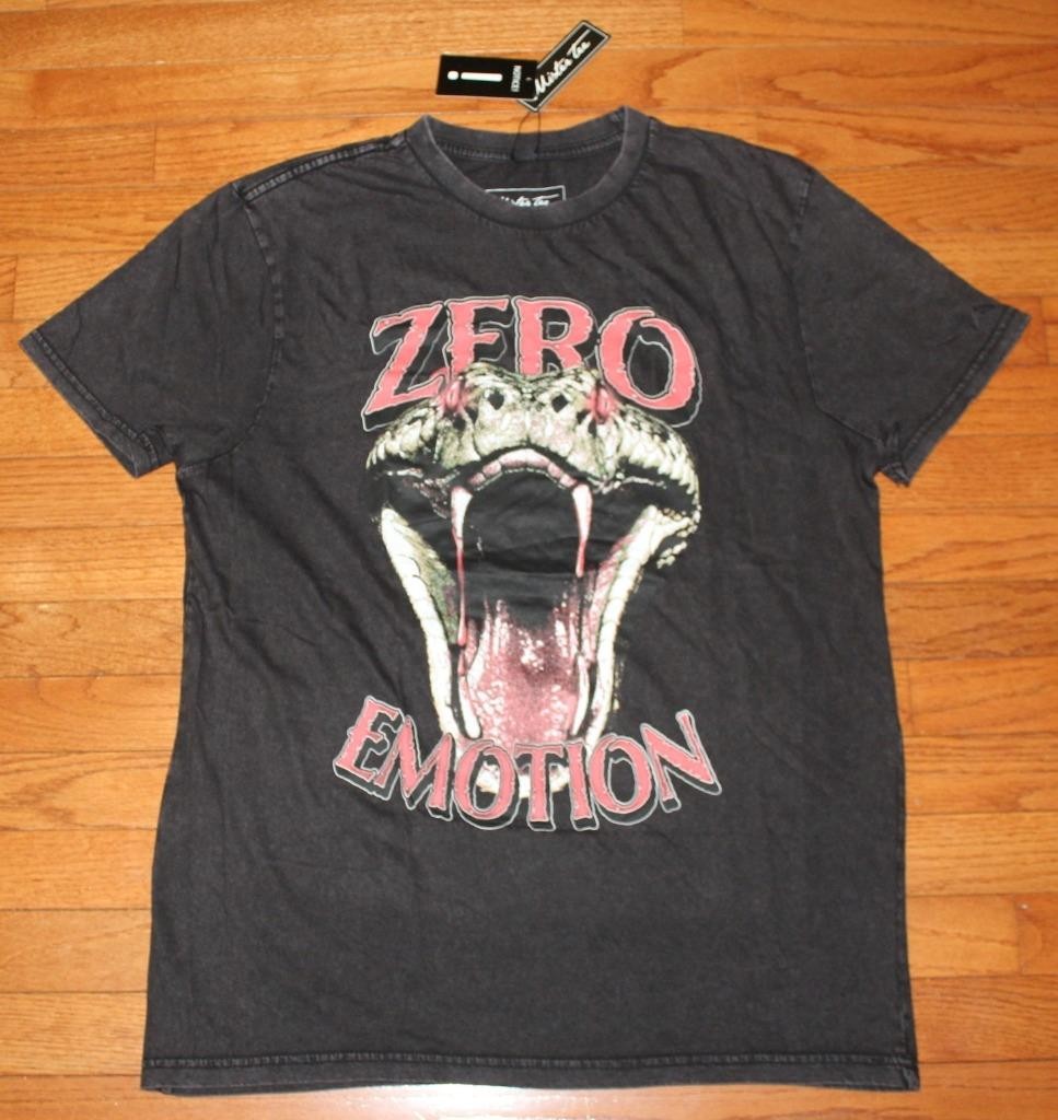 Mens ZERO EMOTION Tee Black SLIM FIT T-Shirt COBRA FACE BLOODY SNAKE FANGS *4N