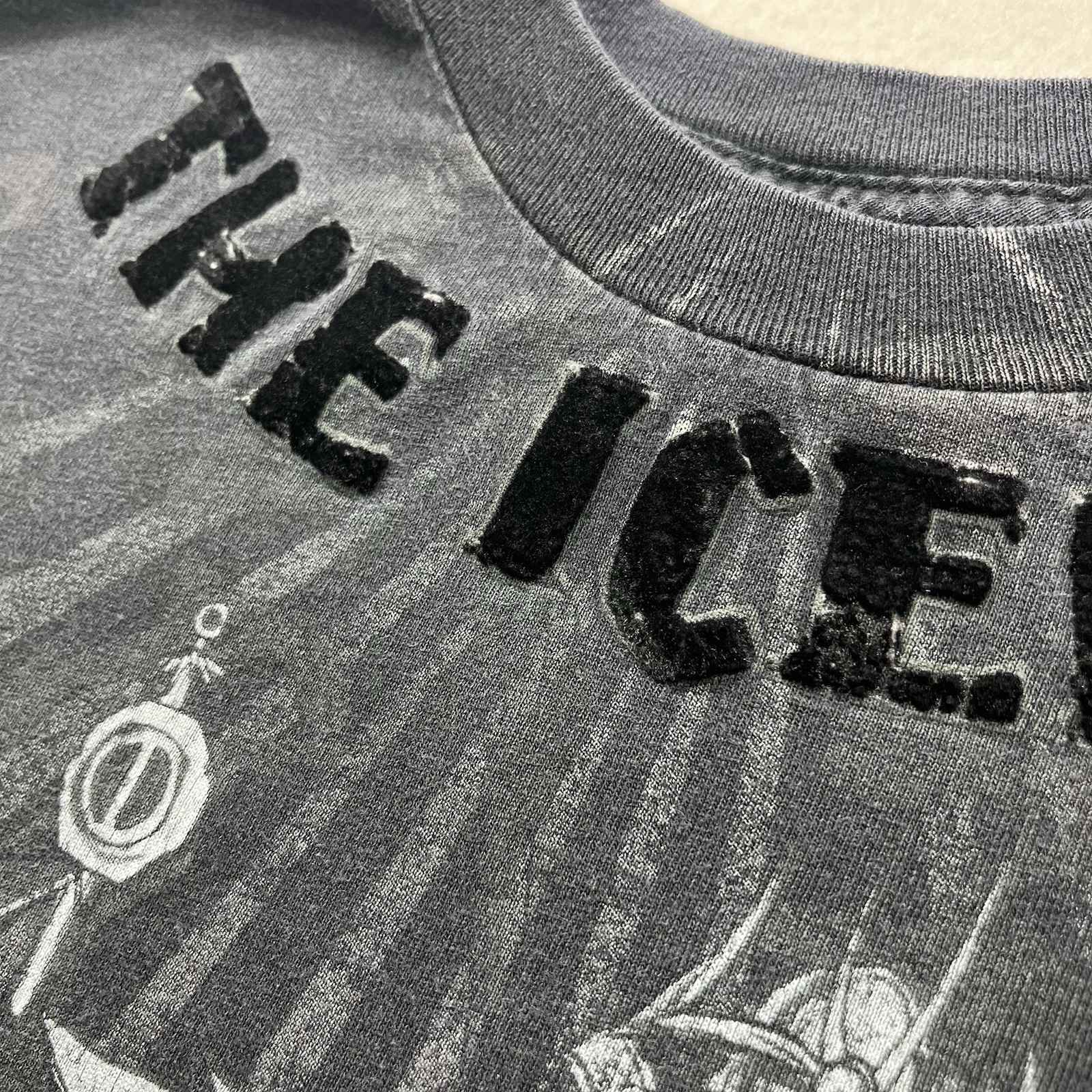 Mens S Chuck Liddell MMA Fighter Elite Iceman Grunge T-Shirt Faded Black Grunge gallery