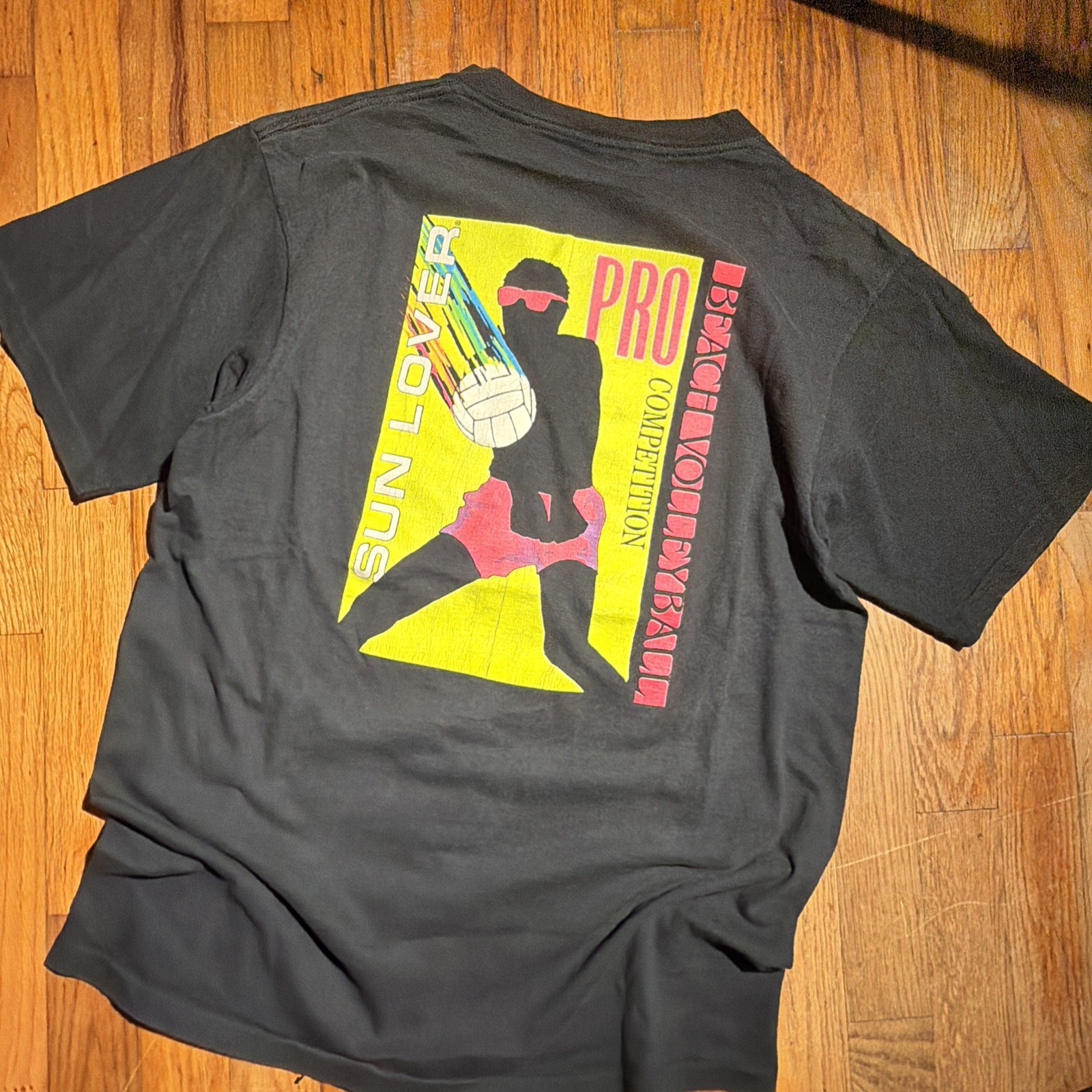 Vintage Beach Volleyball Shirt Mens Large 90s Surf Colorful Sun Lover USA
