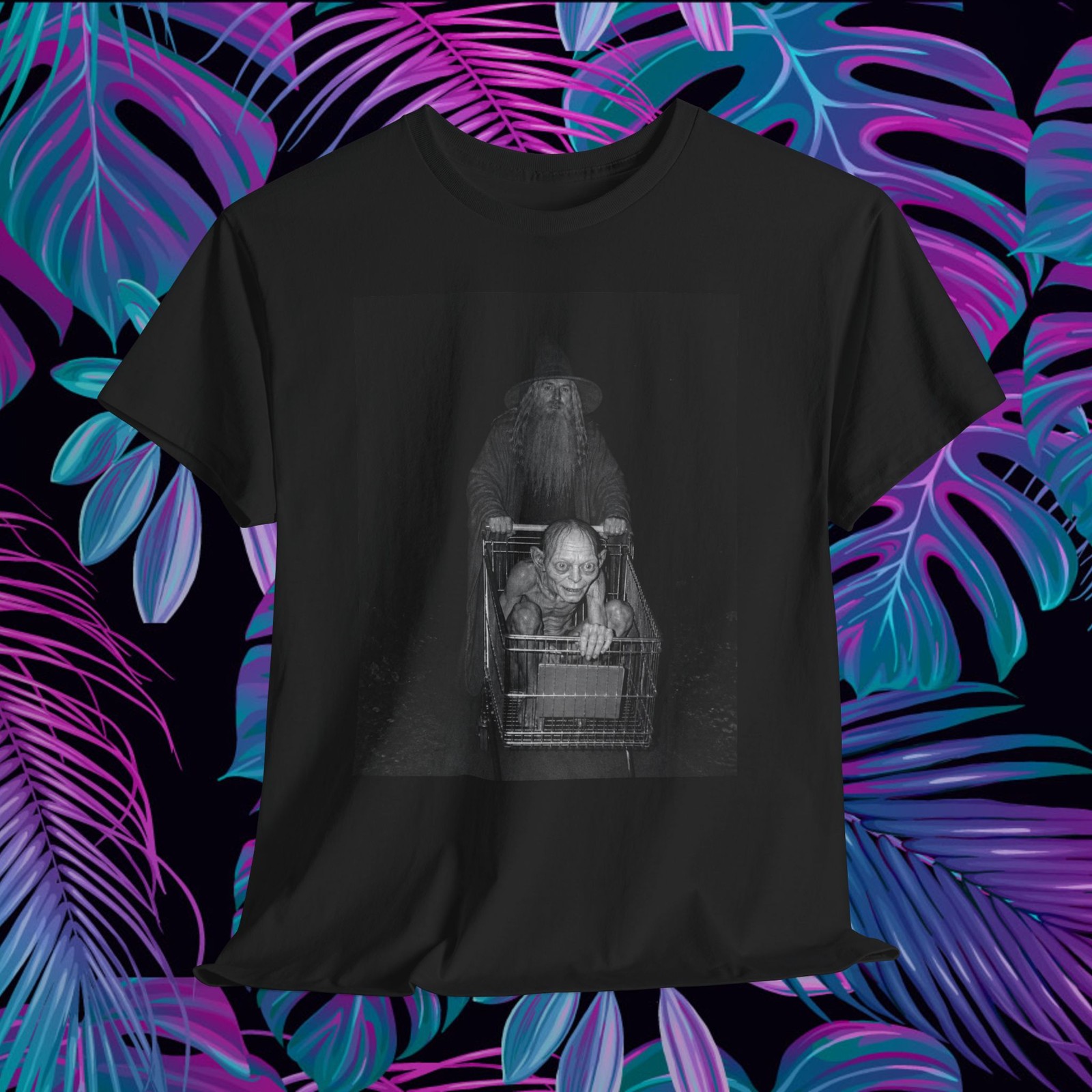 Gandalf & Gollum Trolley Meme Shirt LOTR Funny Dark Forest Graphic gallery