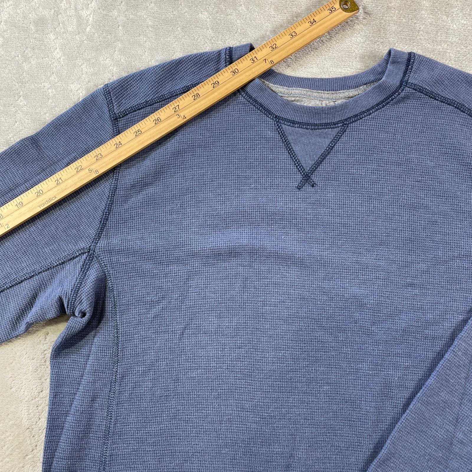 Eddie Bauer Thermal Shirt Mens Large Blue Waffle Knit Crewneck Outdoor Casual gallery