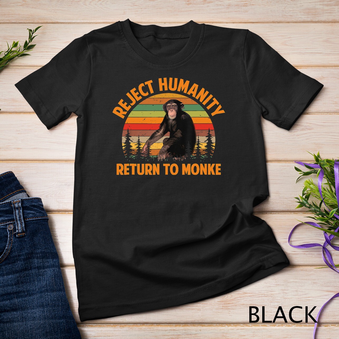 Funny Reject Humanity Return to Monke Meme Monkey Evolution Unisex T-shirt gallery