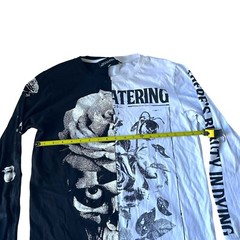 Killstar Gothic Dead Rose Split Black White Long Sleeve Shirt Skull Medium M