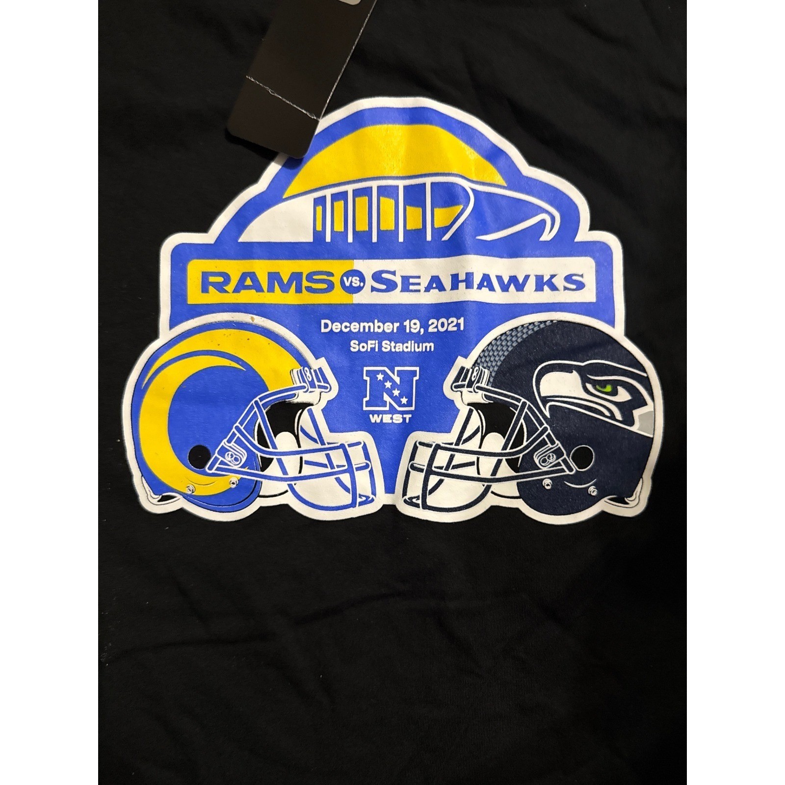 New Era NFL Rams vs Seahawks SoFi Stadium Dec 19 2021 Matchup T-Shirt Black Mens gallery