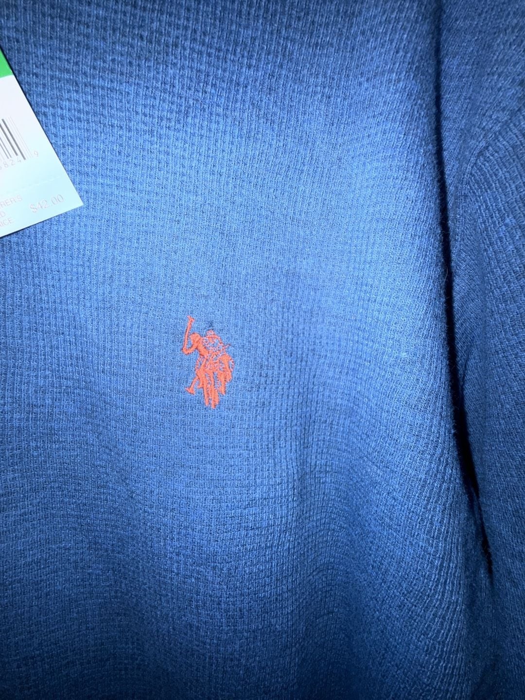 U.S. Polo Assn. Men's Blue Waffle Knit Long Sleeve Thermal Shirt gallery