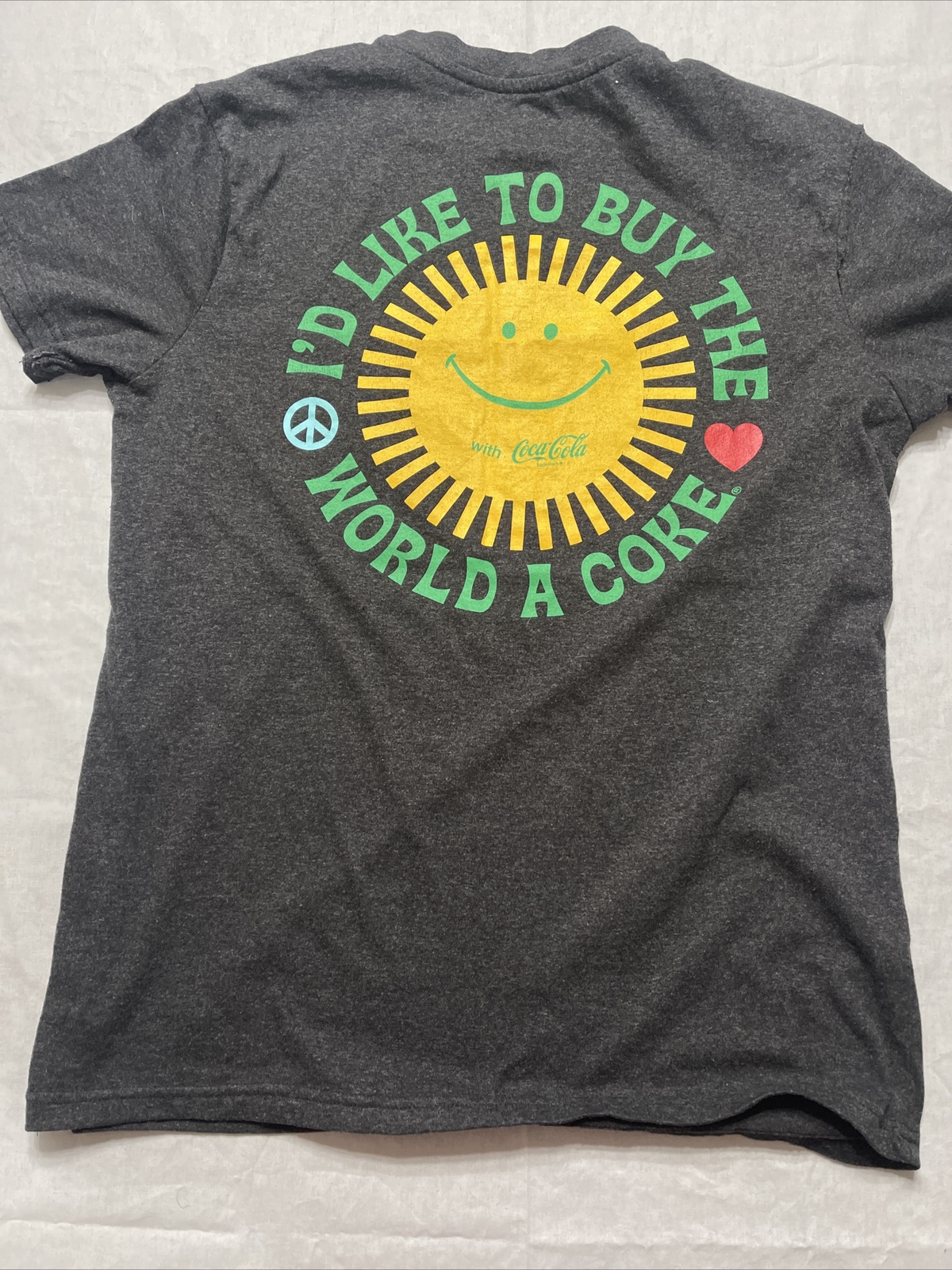 Coca Cola Shirt Mens Medium Gray Logo Short Sleeve 1971 Unity Collection