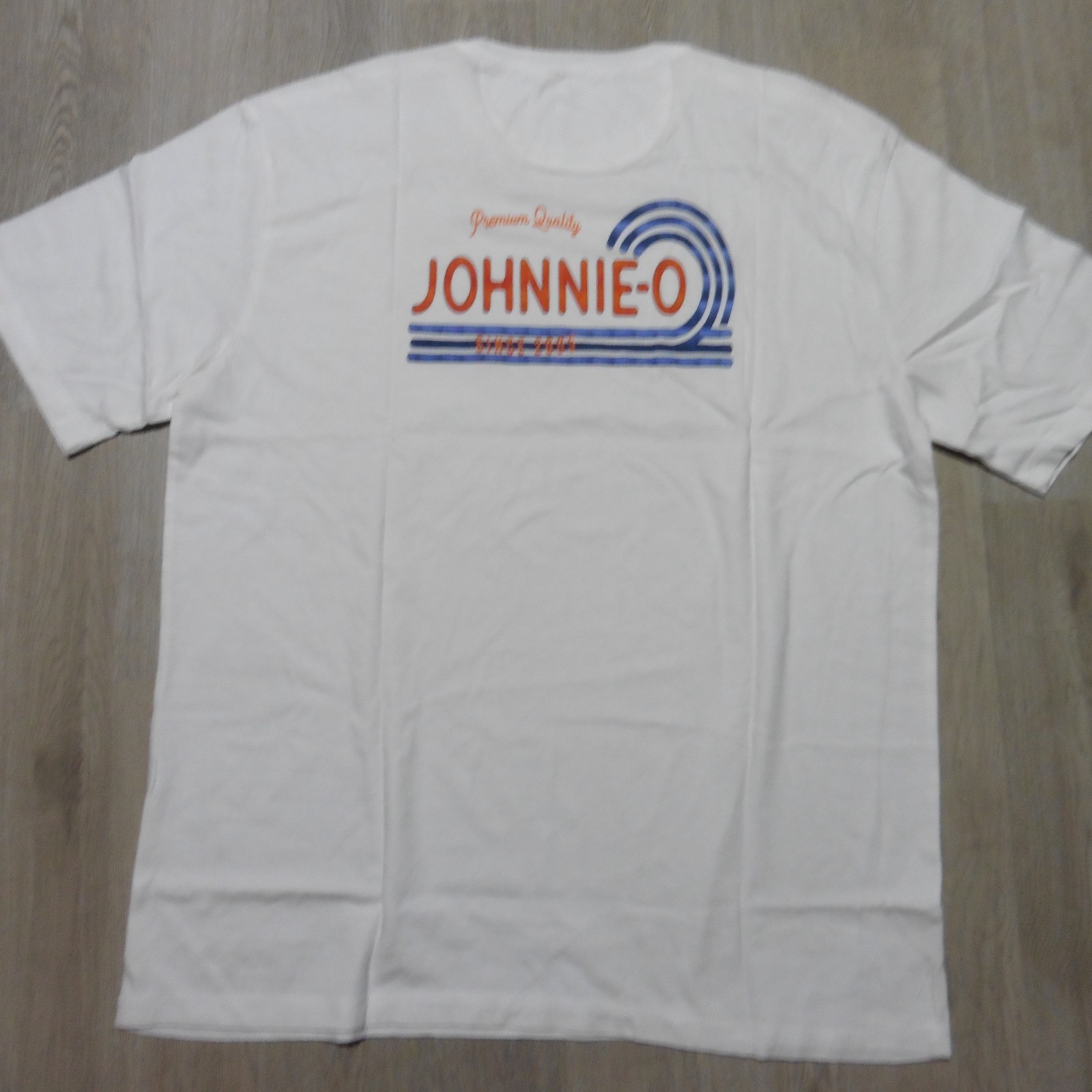 JOHNNIE-O Mens M MEDIUM T SHIRT WHITE BLUE ORANGE DALE 2.0 GOLF gallery