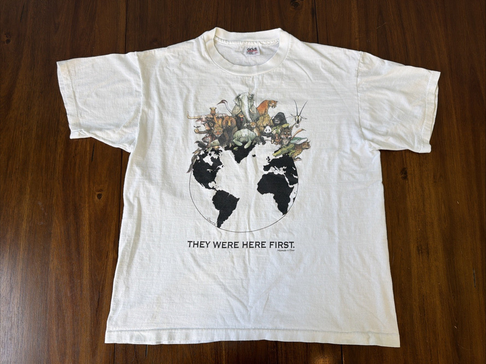They Were Here First Anvil Animal Graphic Shirt Human i Tees Size XL Vintage