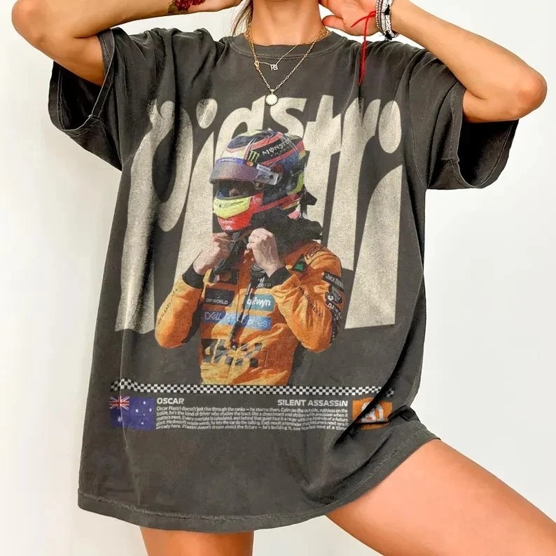 Oscar Piastri F1 Shirt, Retro McLaren Formula 1 charcoal shirt reprint S-5XL gallery