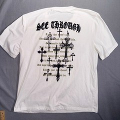 ROMWE Small White See Through Gothic Cross 90s Grunge Alt Streetwear Vampy