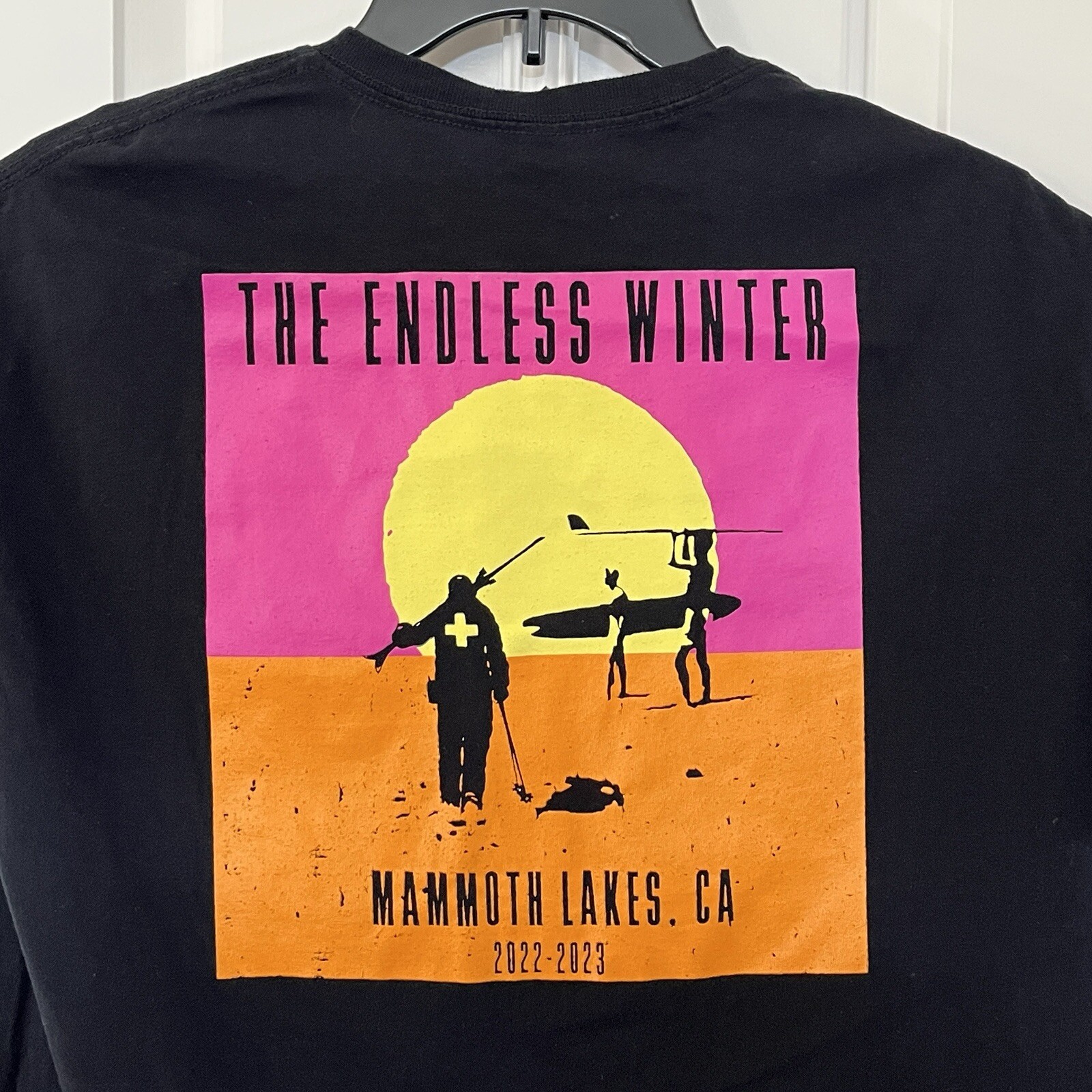 The Endless Summer Mammoth Lakes CA Shirt Adult Large Black Beach Outdoor Mens