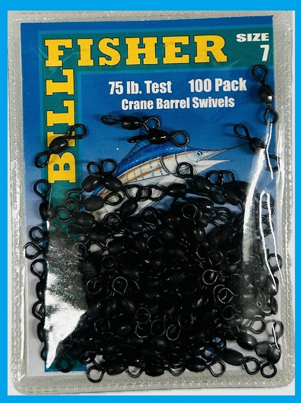 Bill Fisher Black Crane Swivels 100 Pack, Size 7, 75lb Test #R7-100 FREE SHIP!