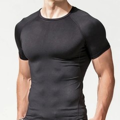 Men Running Compression T-shirt Short Sleeve Sport Tees Gym Fitness Sweatshirt M