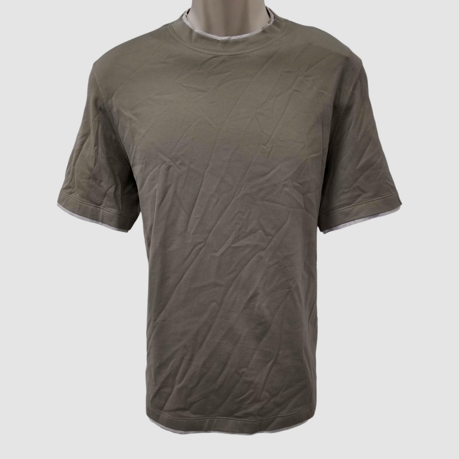 Brunello Cucinelli Men Green Crew-Neck Tee Short-Sleeve T-Shirt Size S